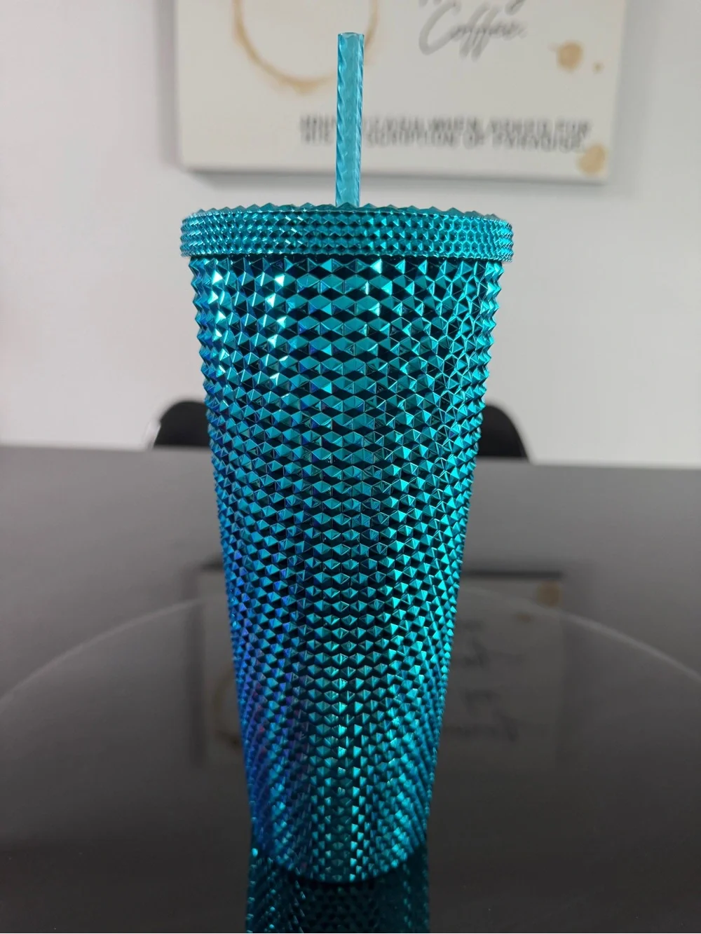 NWT Starbucks Venti Teal Chrome Studded Cold Cup
